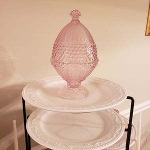 Vintage pink Gorham covered candy dish